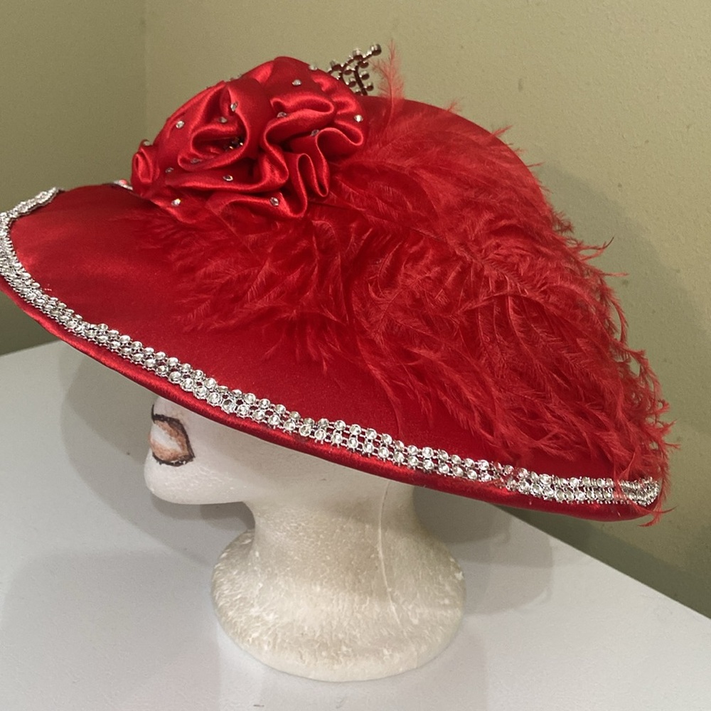 Fabulous Red Church/Dress/Kentucky Derby Hat by Ms. Divine - Picture 7 of 8